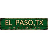 Vintage Metal Tin Sign EL PASO,TX 4''x16'' inch, Street Sign for Home, Restaurant, Bar, Cafe, Garage - Retro Wall Decor Plaque