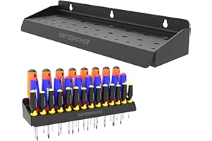 UNITEDPOWER Screwdriver Holder, Wall Mount Storage Rack Organizer for Workshop, Shed, Garage, Home, Stores up to 32 Screwdrivers or Small Tools