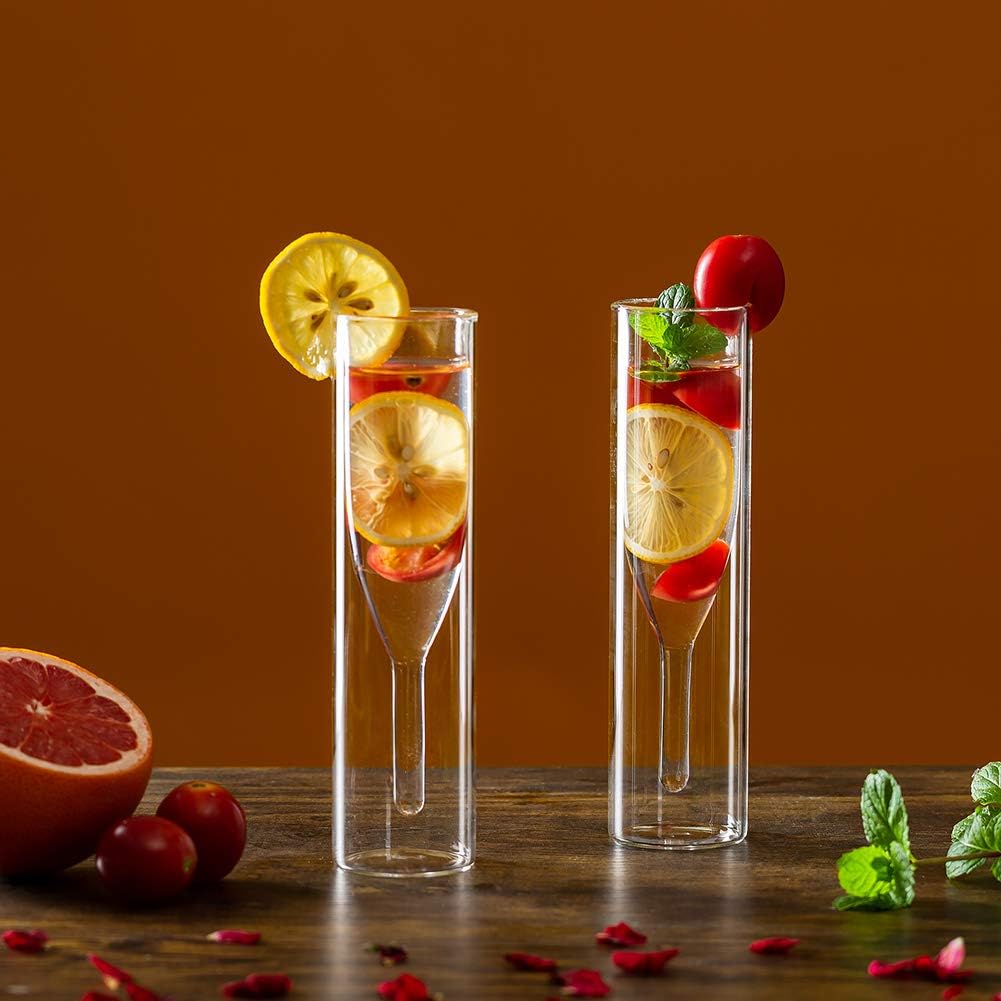 Sziqiqi Bulk Double Walled Crystal Champagne Flute Glasses, Classics Tulip Goblet Stemless Clear Glass Cups - Image 4