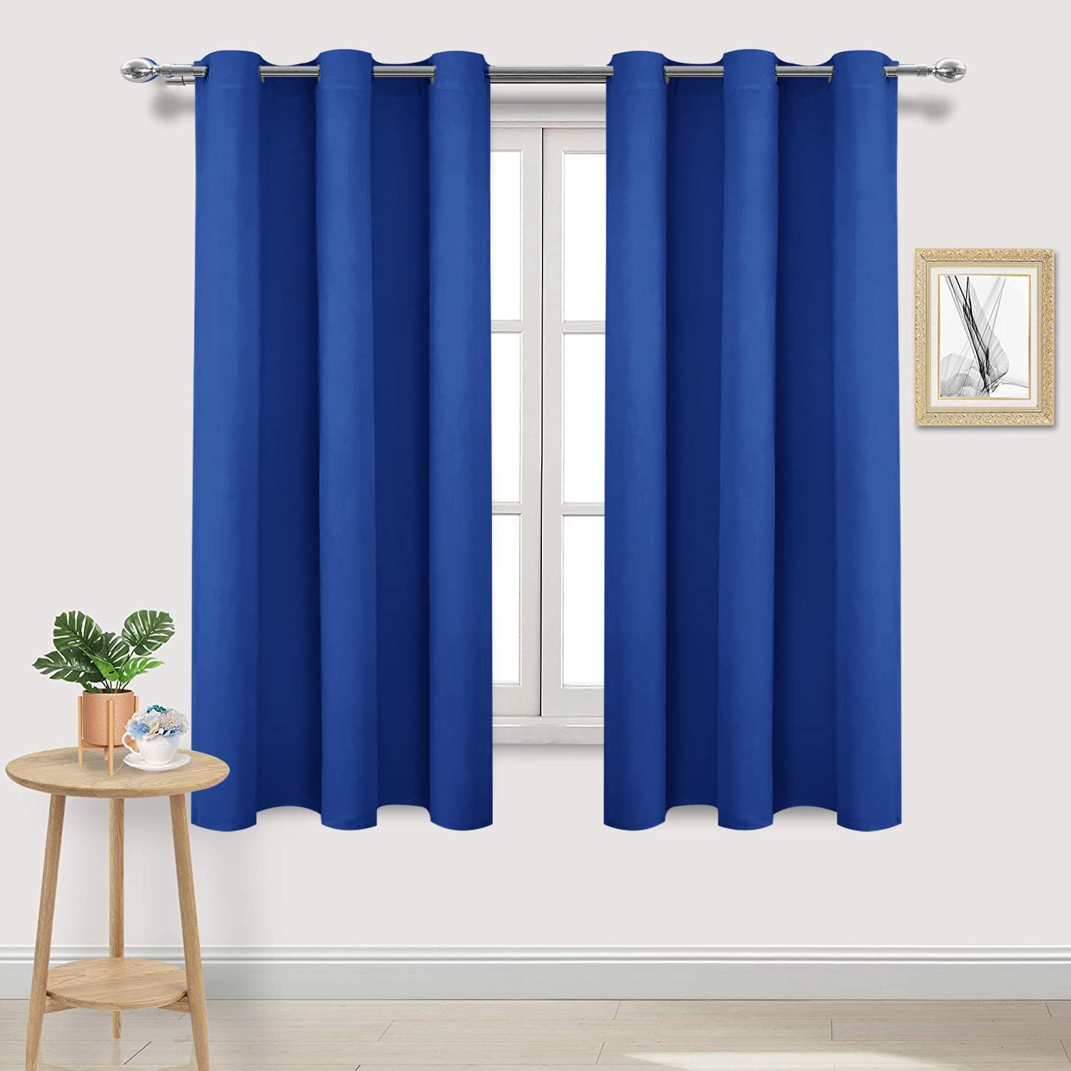 DWCN Blackout Curtains - Blue Eyelet Bedroom & Living Room Curtains, 46 x 54 Inch, 2 Panels