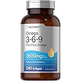 Horbäach Triple Omega 3-6-9 240 Softgels | from Fish, Flaxseed, Borage Oils | Non-GMO & Gluten Free