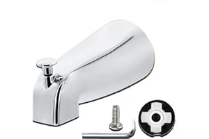 QLXAQLX Slip Fit Tub Spout with Pull-Up Diverter for 1/2 inch Copper Tube,5.3 INCHES in Length,Easy to Install (for 1/2" Copper Water Tube,Not Applicable to Threaded Pipes) (Chrome)