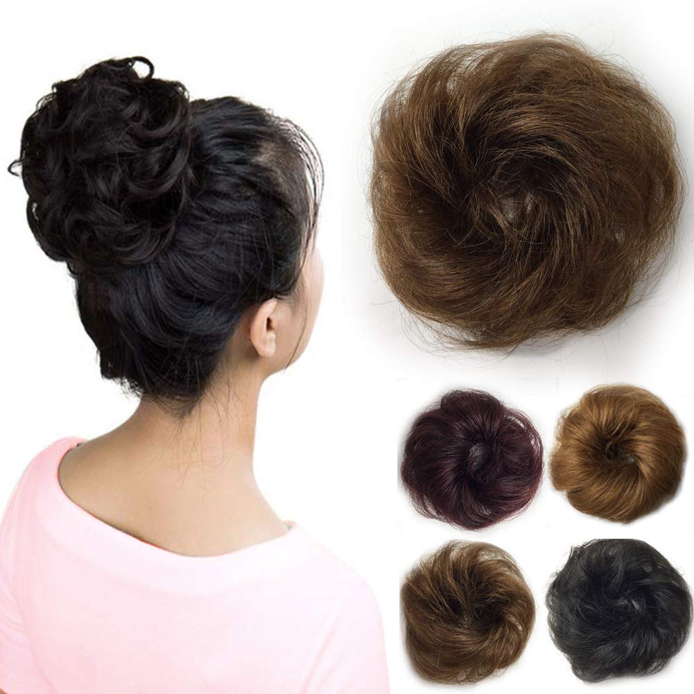 Light Brown Vowinlle 100 Remy Human Hair Bun Extensions Light