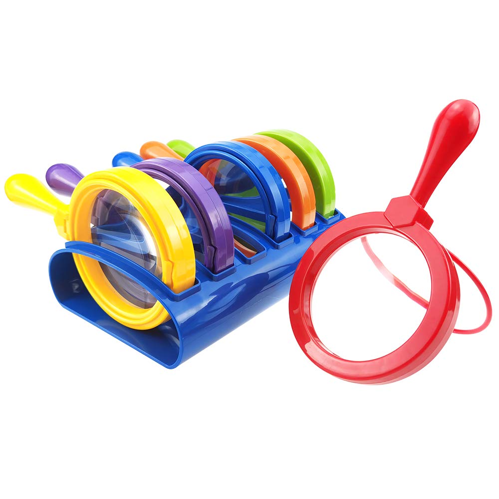 Kids Jumbo Magnifying Glass with Stand- 6 Pieces,Ages 3+, Easy Grasp Primary Science Magnifiers with Stand,Science Classroom Accessories, Teacher Supplies, Observation Toys for Kids