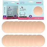 CHARMKING 8 Pairs Pasties Womens Reusable Adhesive Nipple Covers Invisible Round Silicone Cover Concealers, Beige