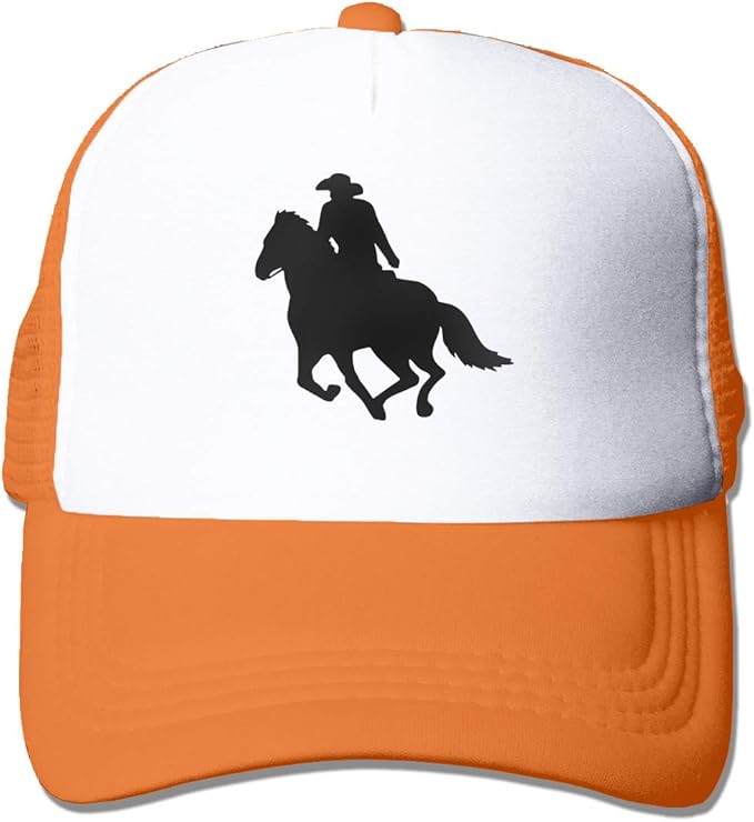 Unisex Mesh Hats Horse Riding Adjustable Snapback Sun Hat Orange