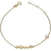 SISGEM Gold Mom Bracelet for Women in 14K Gold, Real Gold Forever Love You Mom Heart Bracelets Anniversayr Birthday Jewelry Gift for Mother, Wife 6.5" - 8.5" Christmas Gift