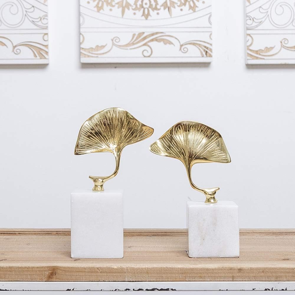 Amazon Com Tongzhengtai Stylish Elegant Decoration Golden Ginkgo Leaves Brass Marble Home Decor Accents Modern Living Room Wine Cabinet Office Items Ornament Crafts Creative Wedding Birthday Gifts Size M Home Kitchen