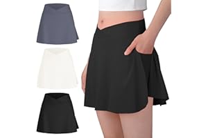 BIG ELEPHANT Girls Skorts – 2-in-1 Flowy Shorts with Built-in Liner and Pockets, Elastic Waist for Sports, Dance, School