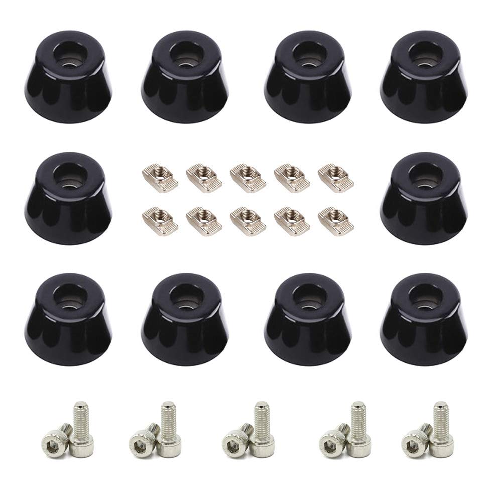 Zeberoxyz 10PCS Anti-Vibration Rubber Landing Mat Feet, 10PCS M5 Screws,10PCS T-Nuts with 1PCS Allen Wrench for 2020 Series Aluminum Extrusion Profile 3D Printer Parts