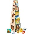 Manhattan Toy Enchanted Forest 12-Piece Wooden Stacking Counting Sorting Toy Blocks with Solid Wood Cutout Shapes