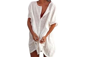 JIEMUXIU Summer Dresses Resort Wear for Women 2024 Vacation Short Sleeve Button Down Short Dress Tropical Sun Dresses