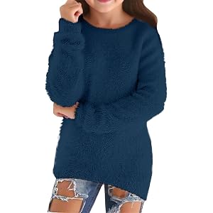 Kids Sweatshirt Casual Baggy Long Sleeve Solid Color Crewneck Pullover Soft Comfy Trendy Cute Print Streetwear Blouse Tops