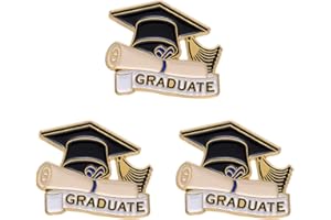 HEYTRCO 3PCS Graduate Enamel Pins Bulk, Cartoon Cool Graduation Lapel Backpack Hat Pin Set, Decorative Becholar Master Crooches Button for Costume, Gown, Jeans, Jackets, Bags, Dress, Shoes