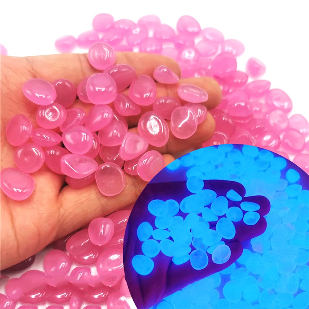 Pack of 300 Colourful Luminous Stones Pebbles Aquarium Decoration Luminous Stones Luminous Pebbles Fluorescent Pebble Stones for Terrarium Garden Walkways Patio Lawn Children's Room Decor Plants,