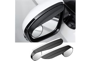 carleef 2PCS Car Blind Spot Mirror with Side Mirror Rain Guard,Carbon Fibre Rear View Mirror Rain Visor & 360° Adjustable HD 