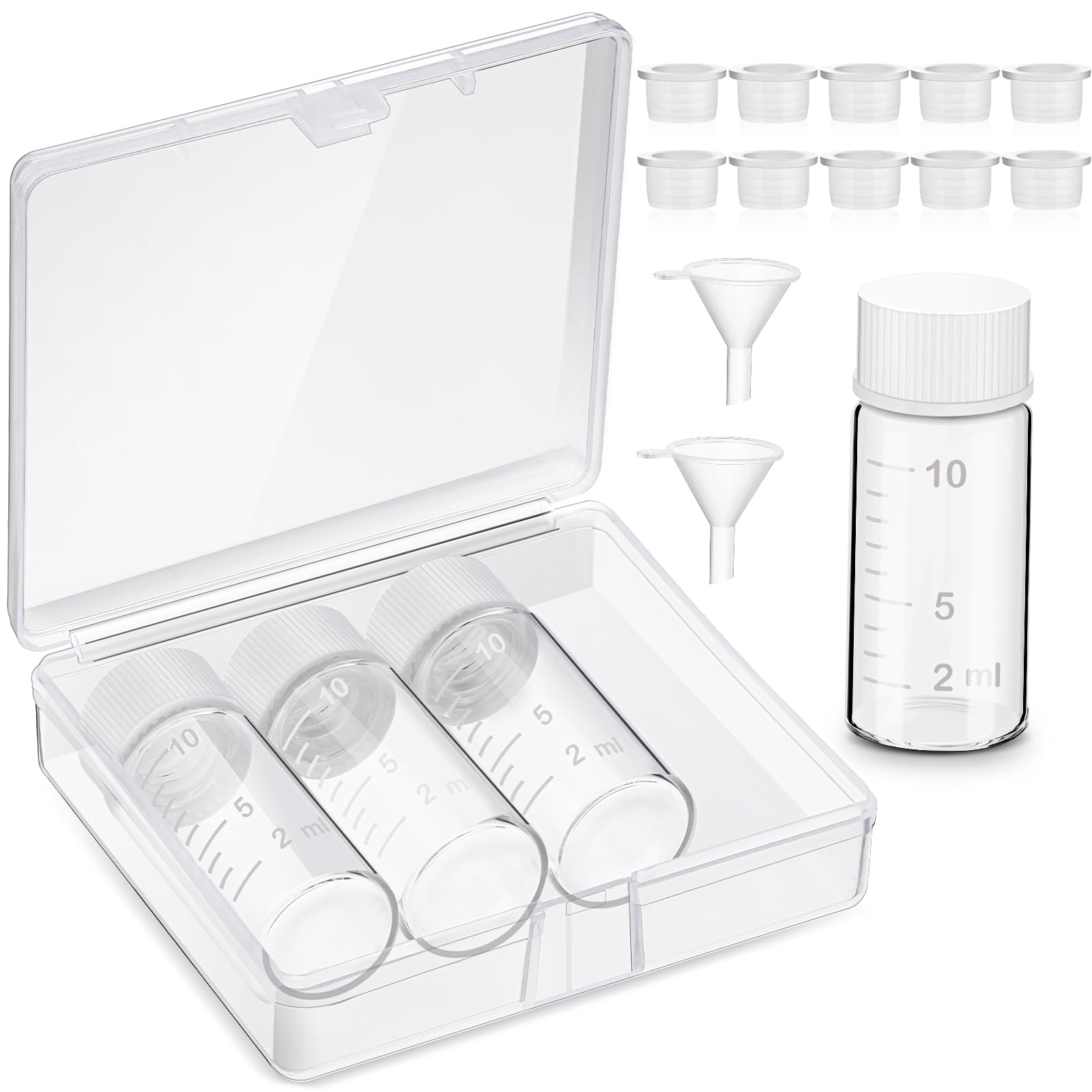 Photo 1 of Baderke 4 Pcs Liquid Medicine Travel Container Scale Glass Liquid Containers Small Single Dose Medicine Bottles Dispenser and Leak-proof Plug Travel Essentials Accessories(Clear,10ml)