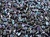 50psc Pinch - Czech Pressed Glass Beads Triquetrous 5x3.5mm, Jet Black AB