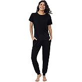 Joyaria Bamboo Viscose Pajamas Women Ultra Soft Short Sleeve Jogger Pants Pjs Set Cooling Sleepwear