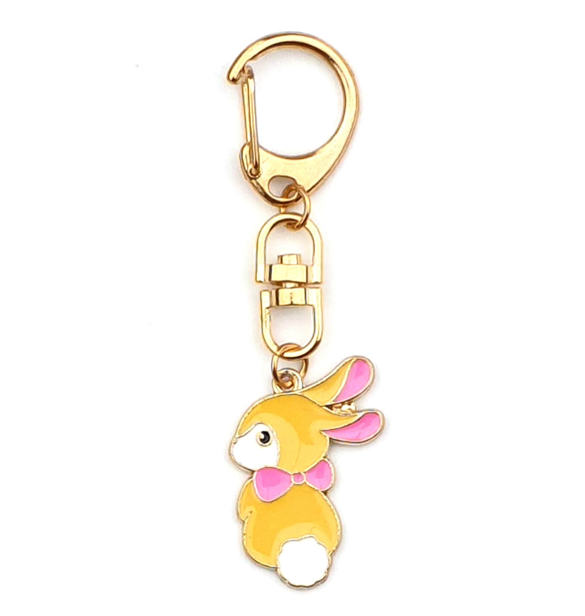S8keMedia Beige and Pink Rabbit with Pink Bow Clip Keyring Design #166