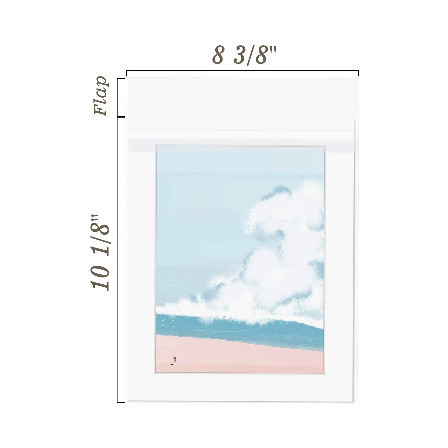 Golden State Art Pack of 100, Acid-Free 8 3/8x 10 1/8 inches Crystal Clear Sleeves Storage Bags for 8x10 Photo Framing Mats Mattes