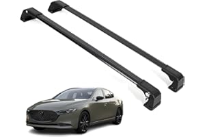 Erkul Heavy Duty 220 lbs Roof Rack Cross Bars for Mazda 3 2014-2025 | Aluminum Crossbars with Anti Theft Lock for Rooftop | Compatible with Fixed Points Roofs - Black