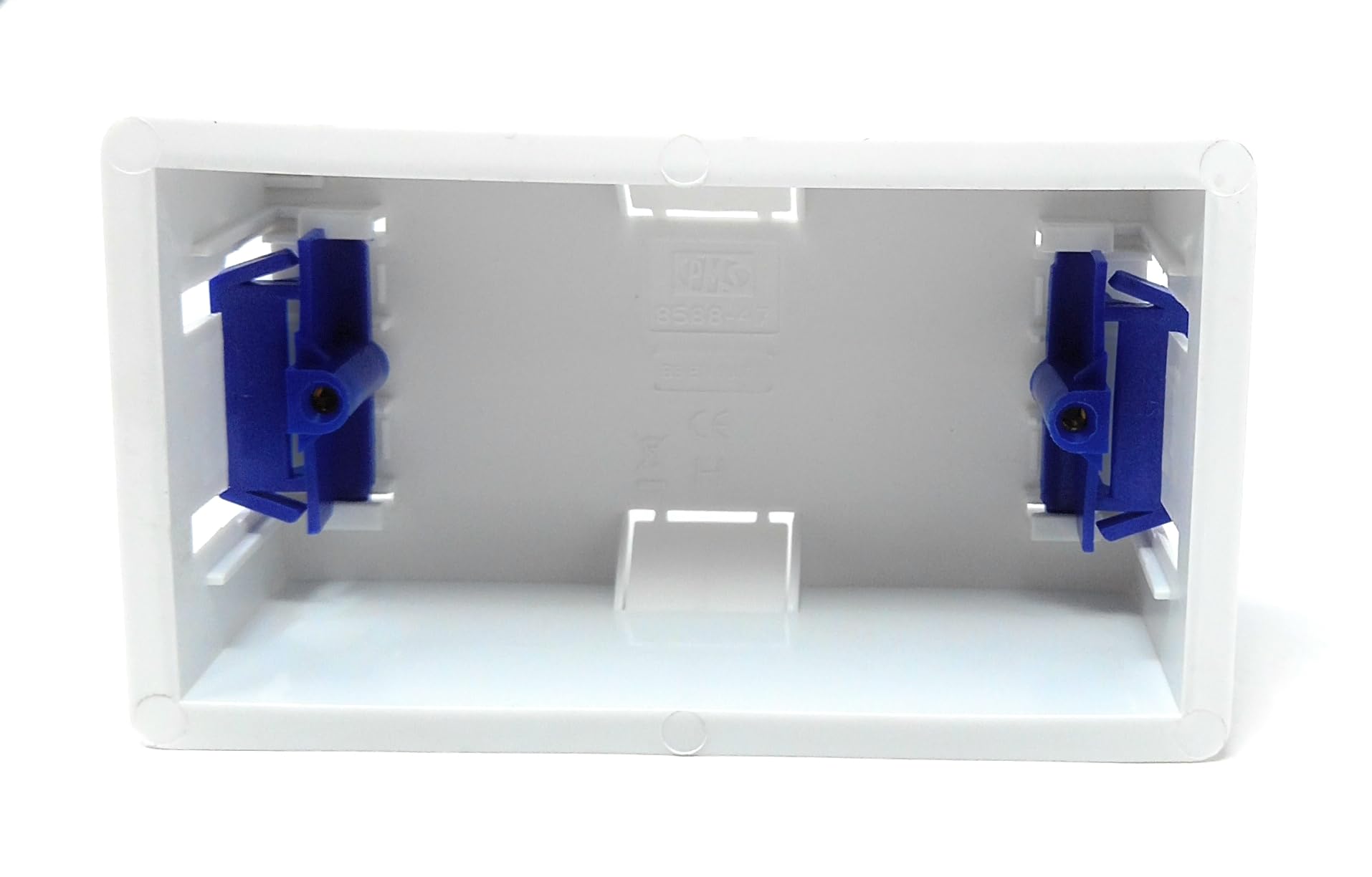 1pcs. Double 2 Gang Dry Lining Back Plasterboard Box 47mm, Pattress Box with Adjustable Lugs, for Faceplate