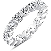 BAGOLIKA Full Eternity Ring for Women 925 Sterling Silve Wedding Band Round/Oval/Emerald Cut Anniversary Engagement Stackable Rings Size 5-10