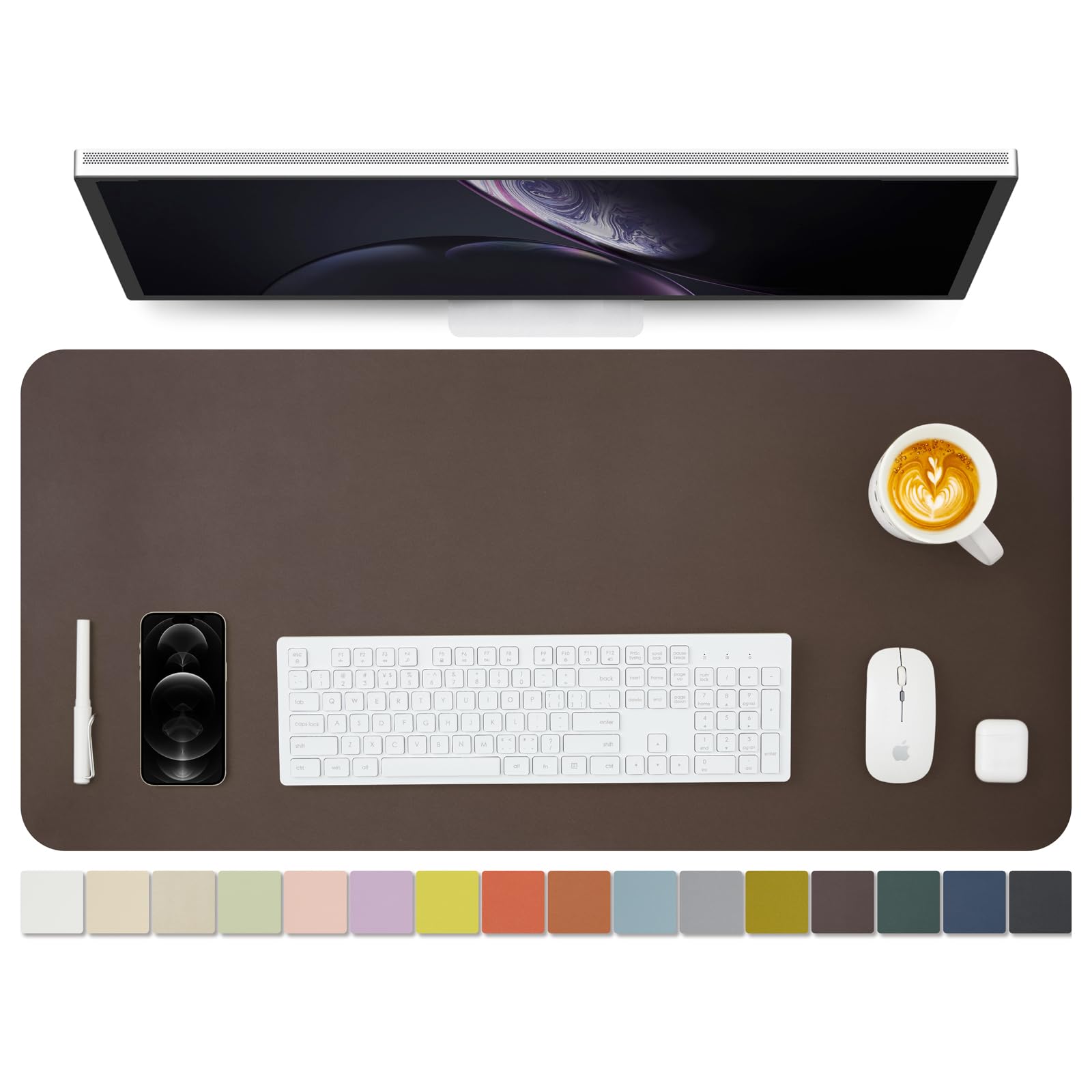 Leather Desk Mat - Non-Slip PU Desk Pad for Office