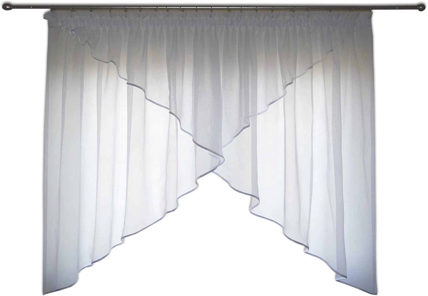FKL Beautiful ReadyMade Voile Window Curtain Smokband Slanted Window