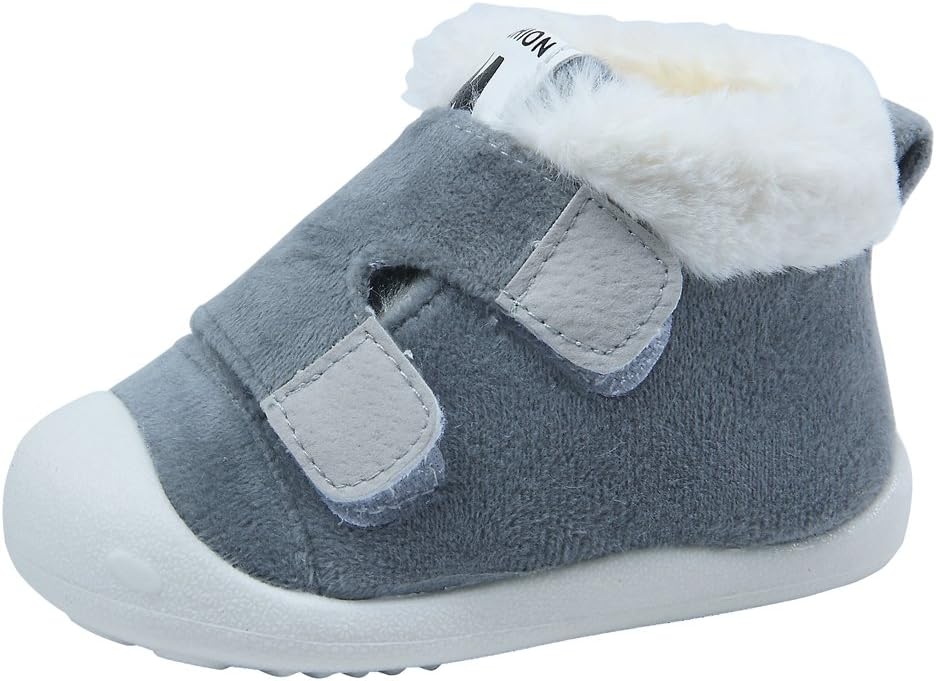 Kuner Baby Boys and Girls Plush Robber Sole Warm Snow Boots First Walkers Shoes
