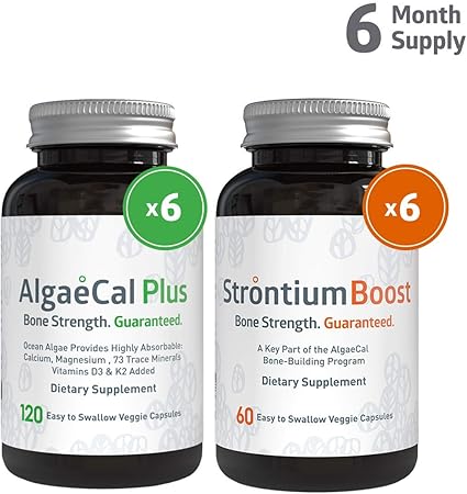Algaecal Bone Builder Pack Plant Based Calcium Supplement With Magnesium Boron Vitamin K2 D3 Includes Natural Strontium Citrate Clinically