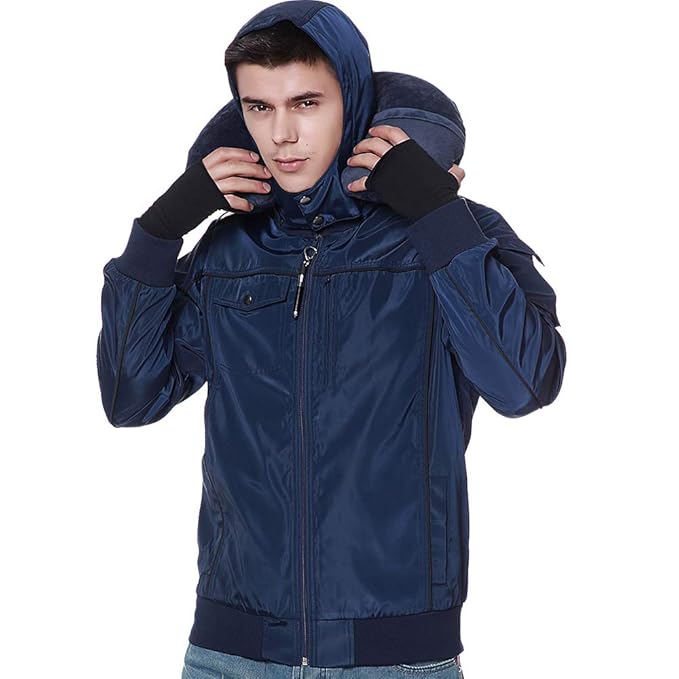 BOMBAX Travel Jacket Men,10 Pockets Windbreaker Flight Bomber Jacket & Coats Blue best men's travel accessories