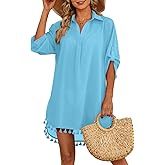 Yincro Women Swimsuit Cover Up Shirt 2026 Tassel Beach Bathing Suit for Swimwear Bikini Dress