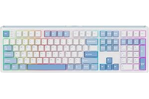EPOMAKER TH108 Full Size Mechanical Keyboard, Wireless Gaming Keyboard with 8000mAh Battery, Creamy Gasket, 108 Keys, Hot Swap, Custom Driver, RGB Backlight (Blue&White, Sea Salt Silent)