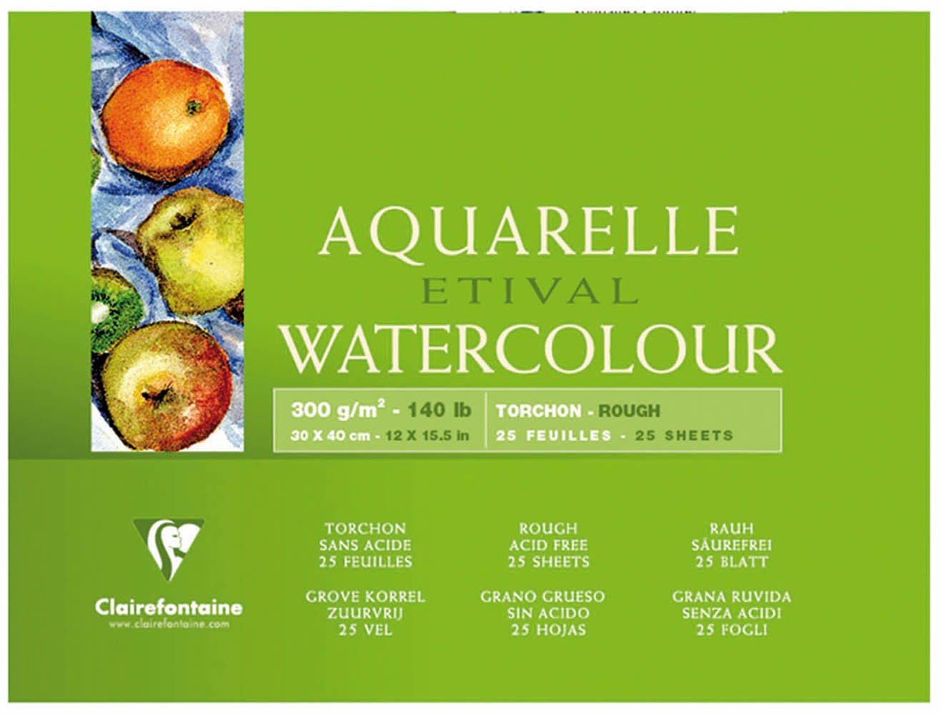Clairefontaine - Ref 96462C - Etival Rough Grained Pad (25 Sheets) - 30 x 40cm Size, Acid Free, pH Neutral, 300gsm Paper - Suitable for Watercolour Artwork — image 1