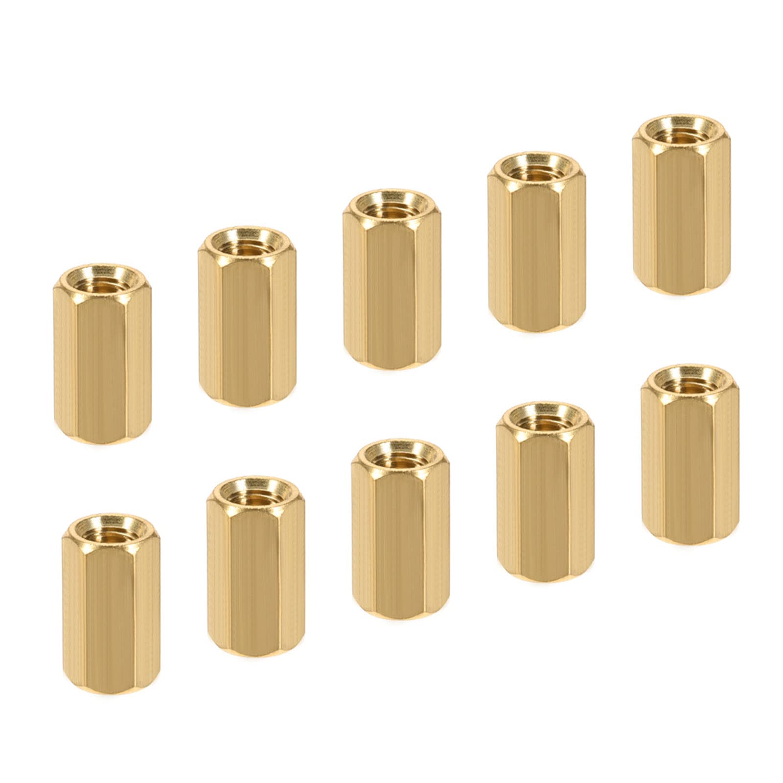 YOKIVE 10 Pcs M5 Spacers, Brass Hex PCB Standoffs Nuts, Keep Height Consistent, Great for Motherboard, Circuit Board, Electronics (Gold Tone, 10mm)