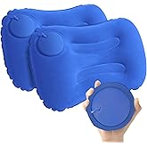 Vivikivi 2-Pack Inflatable Camping Pillow, Portable Travel Pillow for Sleeping, Lightweight Compact Inflatable Pillows for Beach, Hiking, Backpacking, Airplane Travel, Press-to-Inflate Design (Blue)