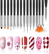 URAQT Nail Art Brushes Set 15pc & 5pc Dotting Tools DIY Professional Kit Black view 6