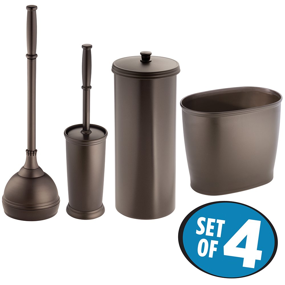 MetroDecor mdesign Toilet Bowl Brush, Plunger/Toilet Paper Holder/Oval