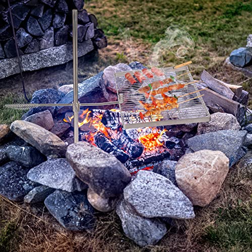 REDCAMP Stainless Swivel Campfire Grill Grate, Heavy Duty Fire Pit