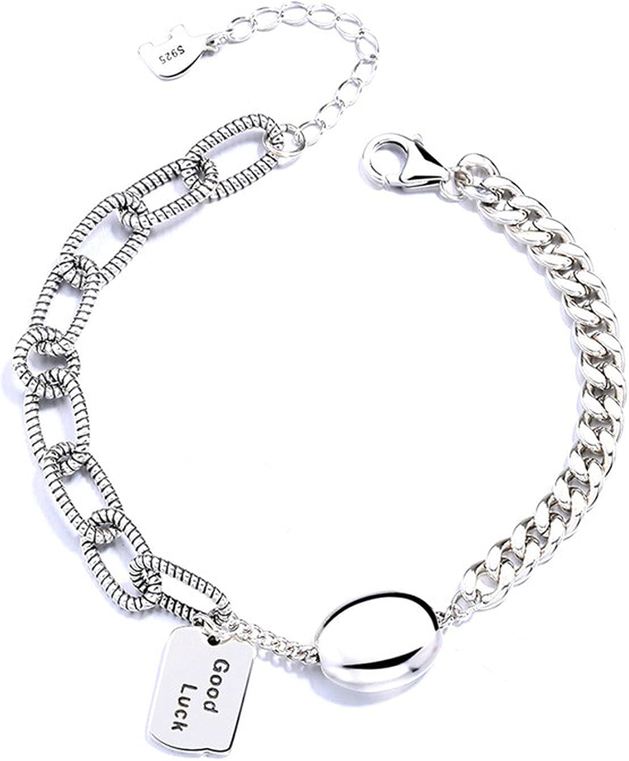 s925 sterling silver bracelet vintage letter pendant