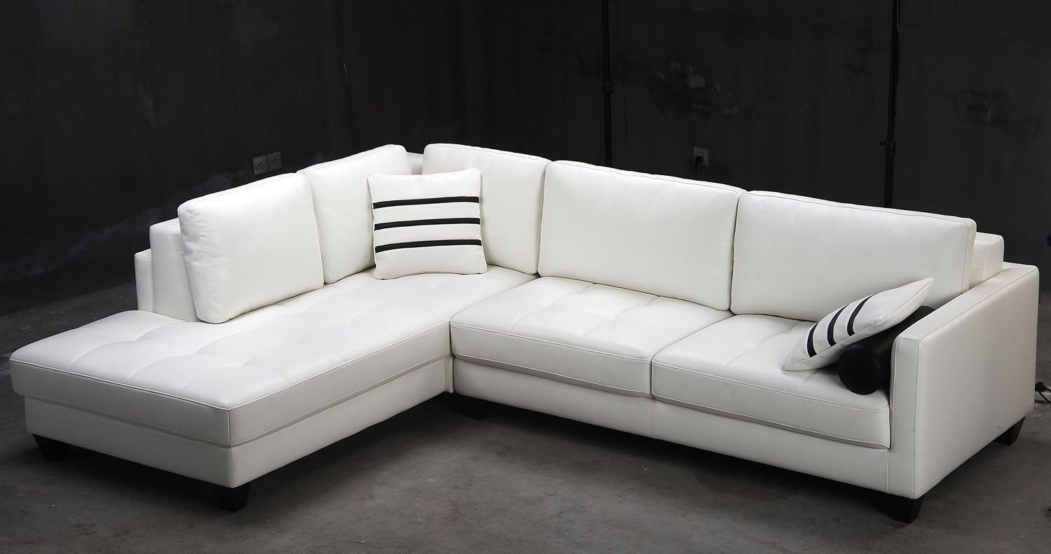 TOSH Furniture White Leather Sectional Sofa FY762-2