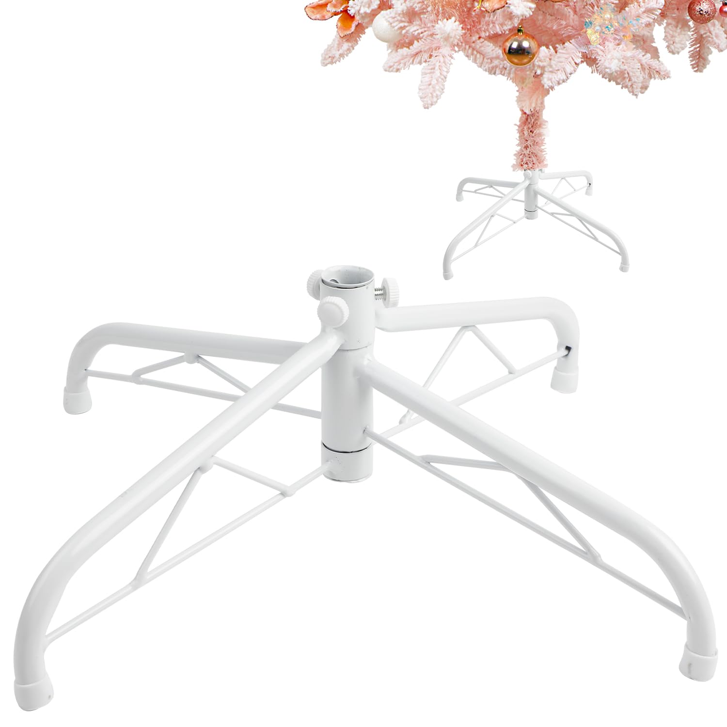 ZALAON Christmas Tree Base Stand, 40CM White Artificial Tree Bracket Metal for 4ft 5ft 6ft Christmas Tree