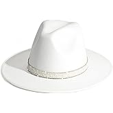 HUDANHUWEI Womens Wide Brim Fedora Hat with Pearl Band Lady Panama Hat