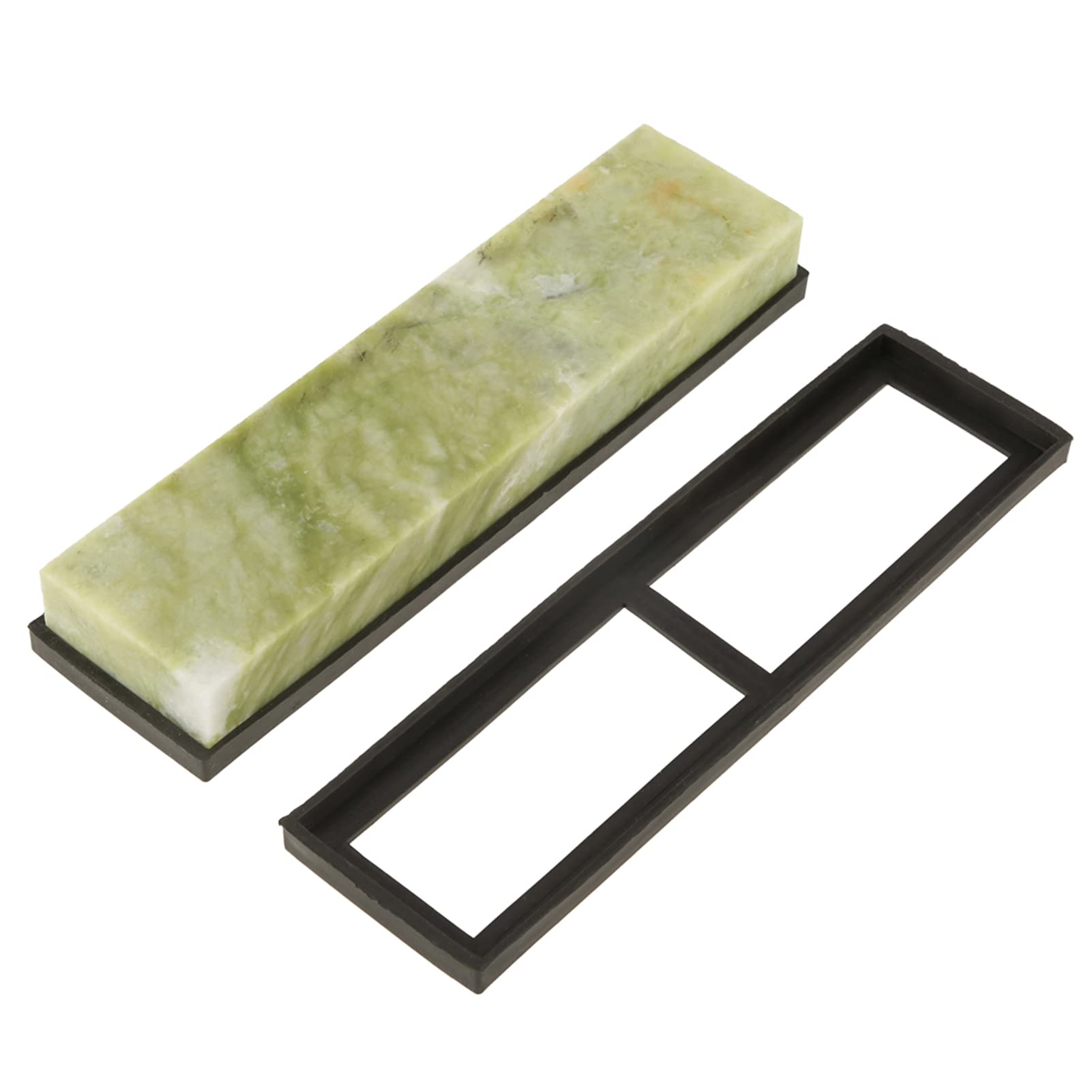 Jeanoko Chinese Natural Emerald Blade Sharpening Stone 10000 Grit Fine Whetstone Grindstone with Draining Base Kitchen Tool