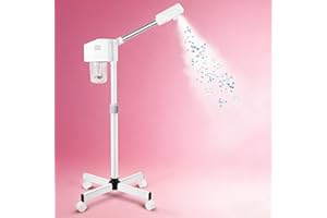 Professional Facial Steamer, Hot Mist Spray, Facial Steamer for Beautician, Height Adjustable, Spa Home White