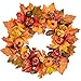 DearHouse 15 Inch Fall Wreath, Autumn Maple Leaf Harvest Thanksgiving Door Wreath for Front Door with Pumpkins, Pinecone, Maple Leaf and Berry