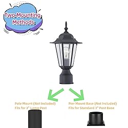 WISBEAM Outdoor Post Light, Pole Lantern, E26 Base