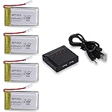 MPTECK @ 4X batería lipo de repuesto 3,7V 600mAh con 4 en 1 cargador para RC cuadricóptero Syma X5 x5C x5C-1 X5SC X5SW Drone